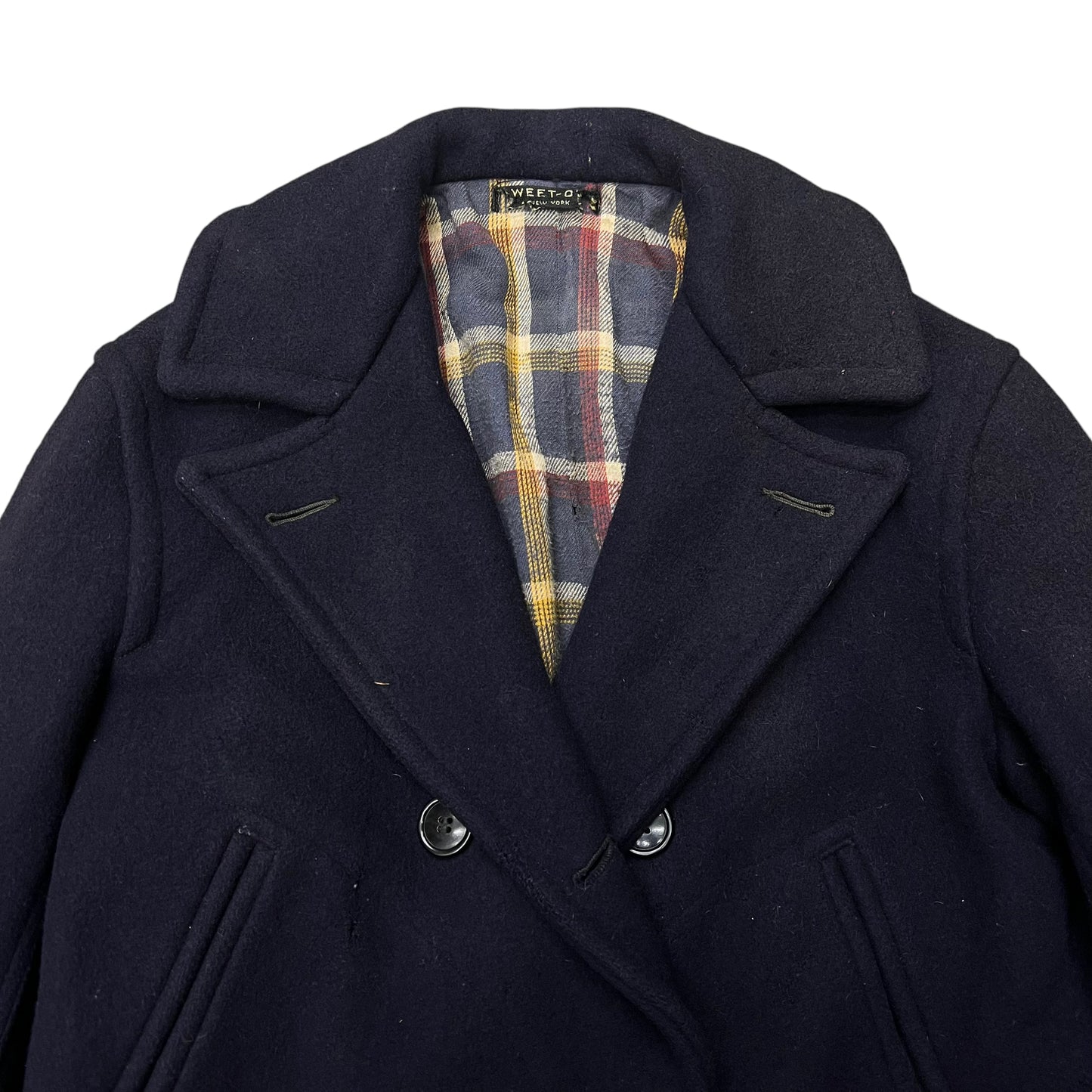 1930s Sweet Orr dark navy blue double breasted pea coat (M/L)