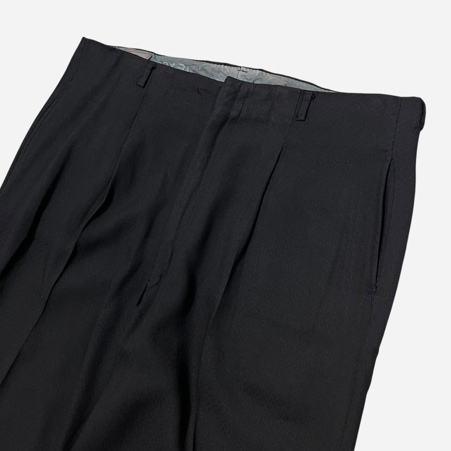 1950s Black rayon textured pleated pants (34w)
