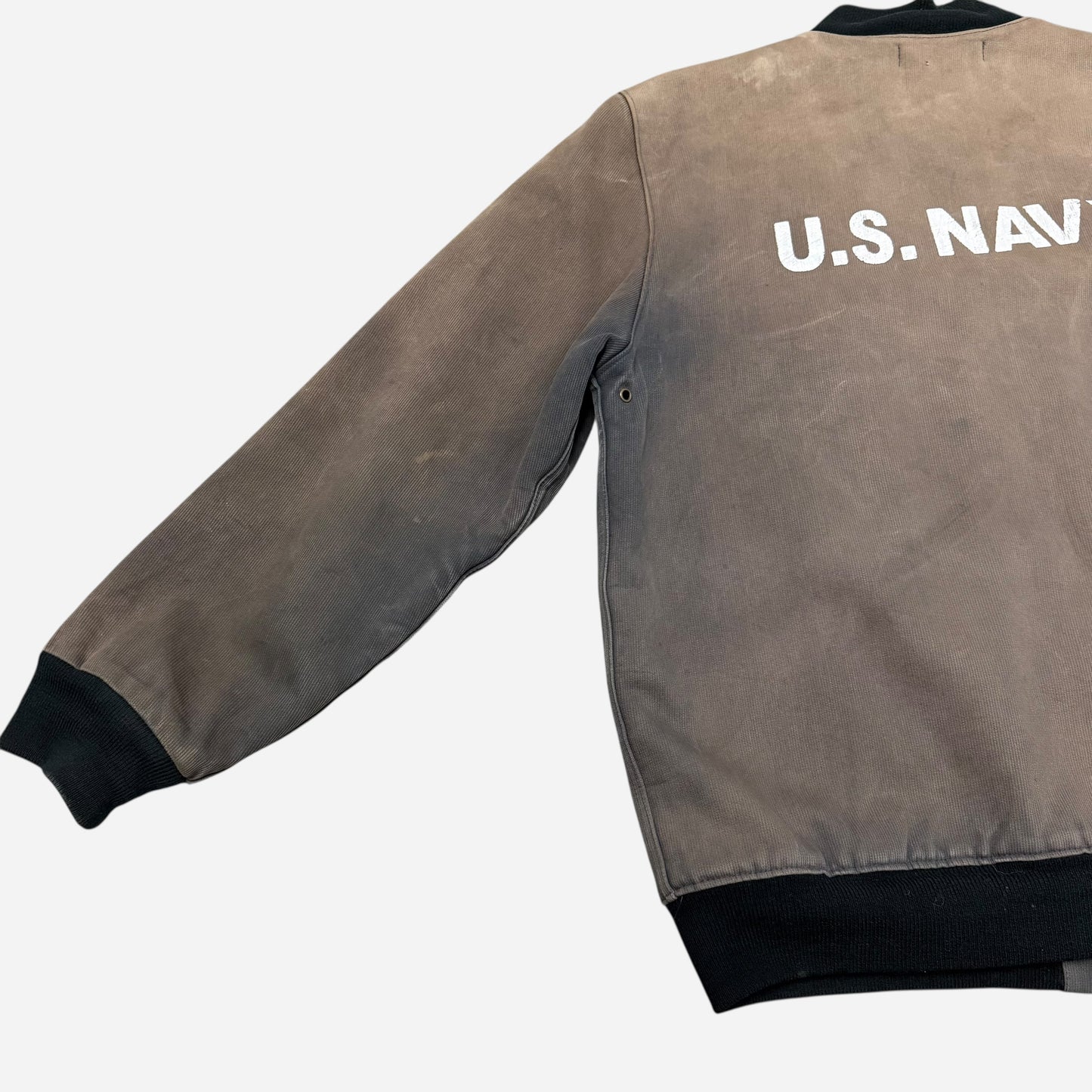 2000s Repro sun faded USN 1st pattern blue zipper deck jacket (L)