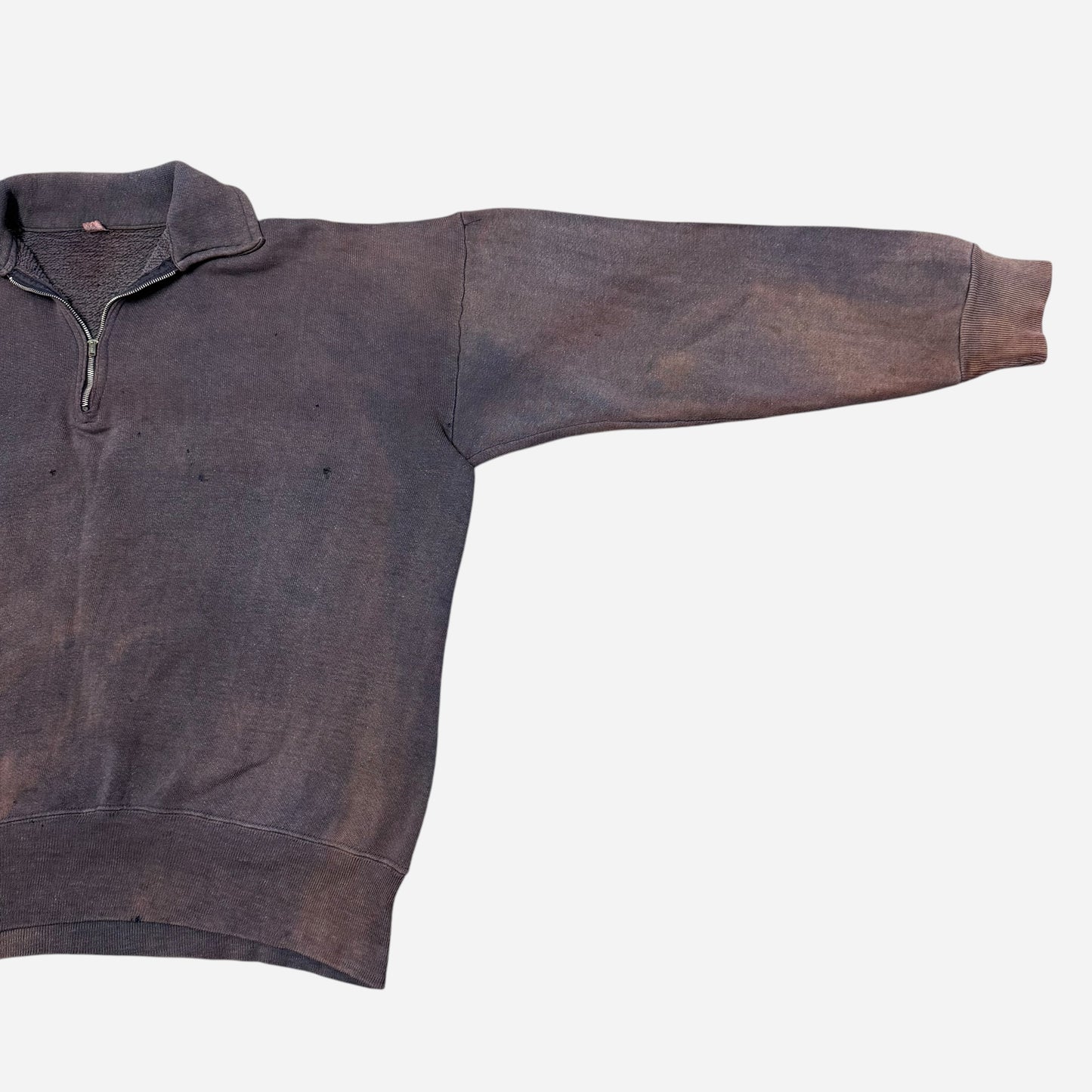1950s Sun faded blue quarter zip collared sweatshirt (XL)