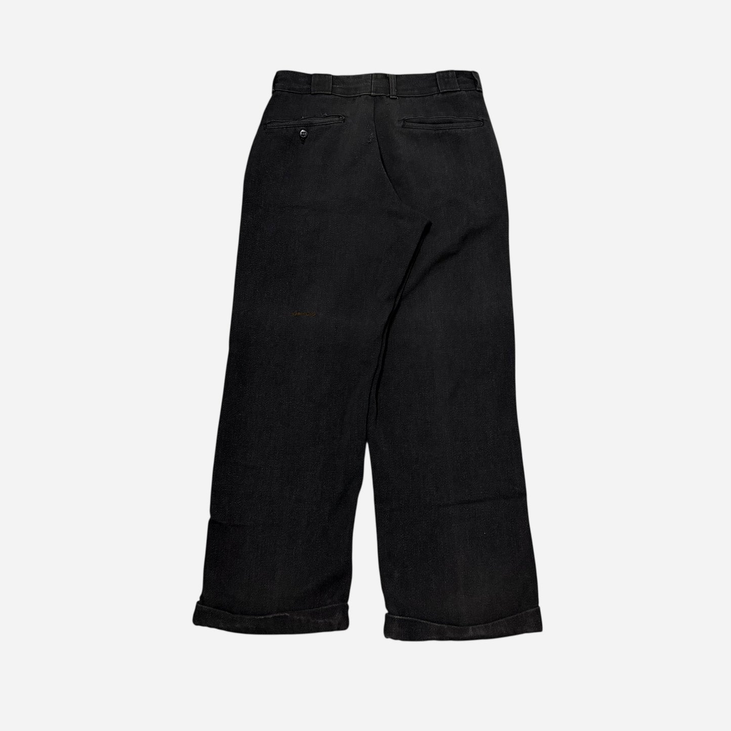 1960s Black cotton whipcord work pants (28w)