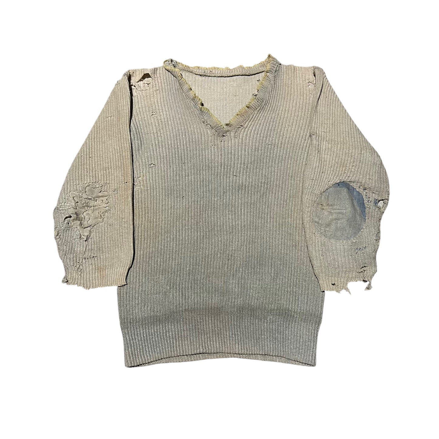 1920s Sun faded light blue repaired knit sweater (XXS)