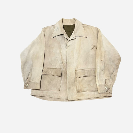 1940s White cotton whipcord work jacket (M)