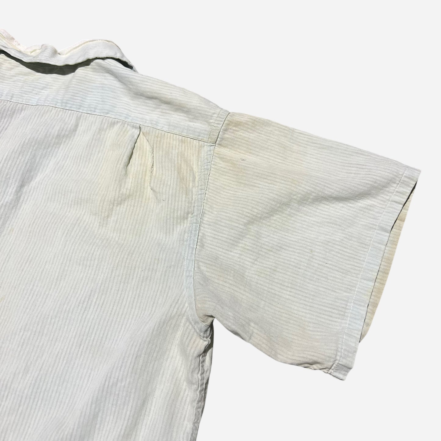 1950s Light blue cotton striped loop collar shirt (M)