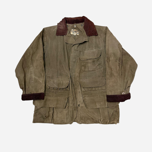 1950s Green canvas brown corduroy hunting jacket (S)