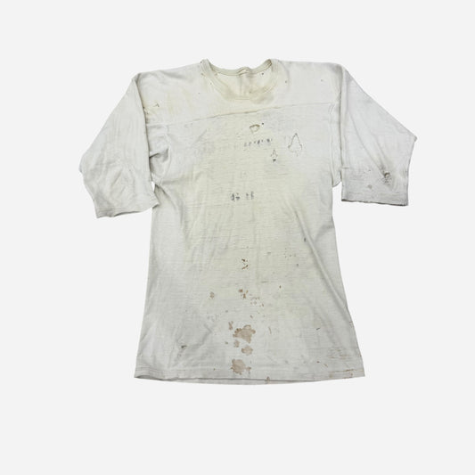 1950s Thrashed white cotton athletic jersey shirt (M)