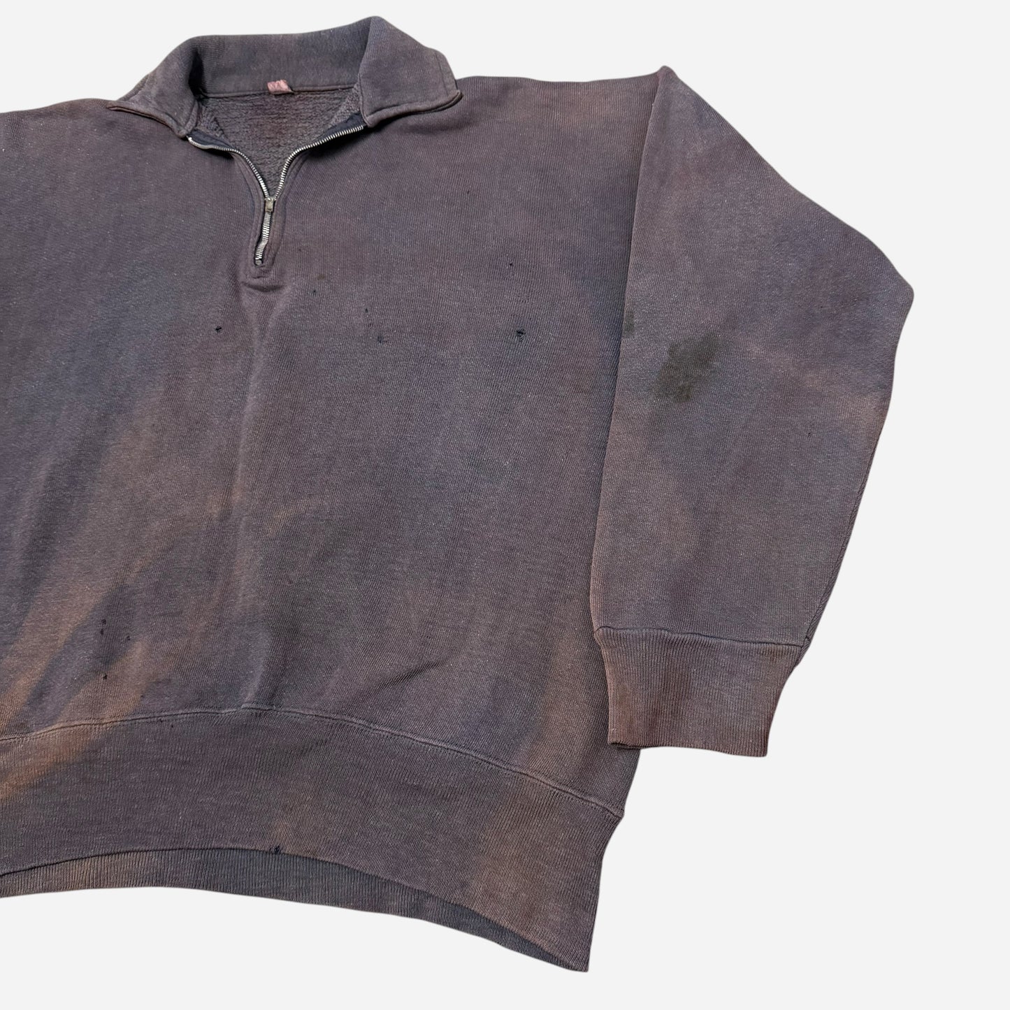1950s Sun faded blue quarter zip collared sweatshirt (XL)