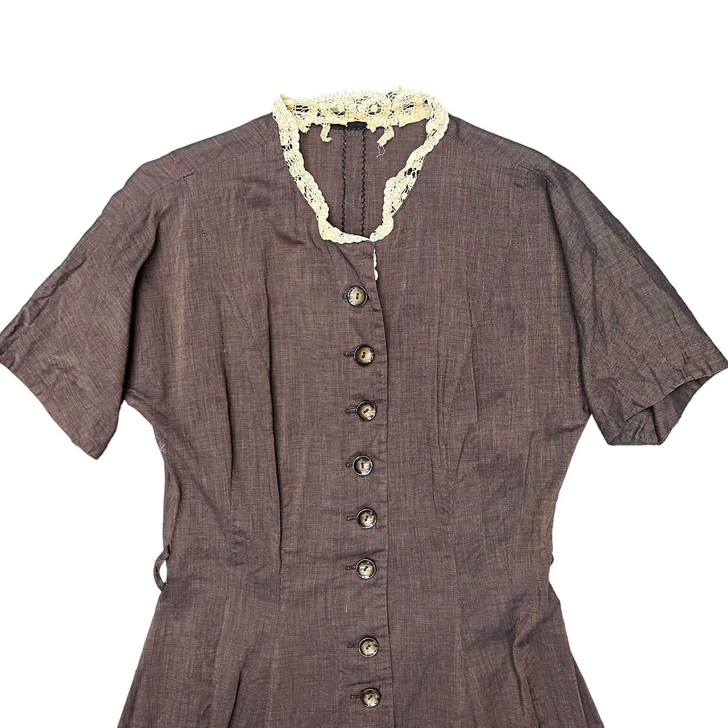 1950s Brown cotton dress (28w)