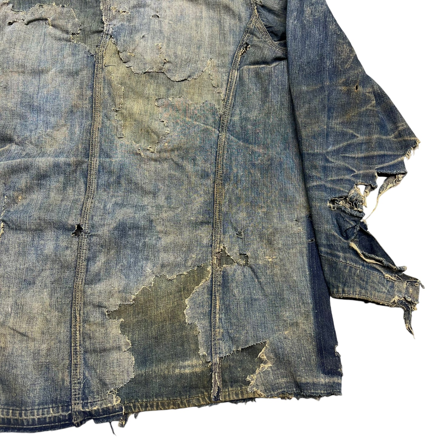 1920s Allen Overall repaired denim chore coat (M)