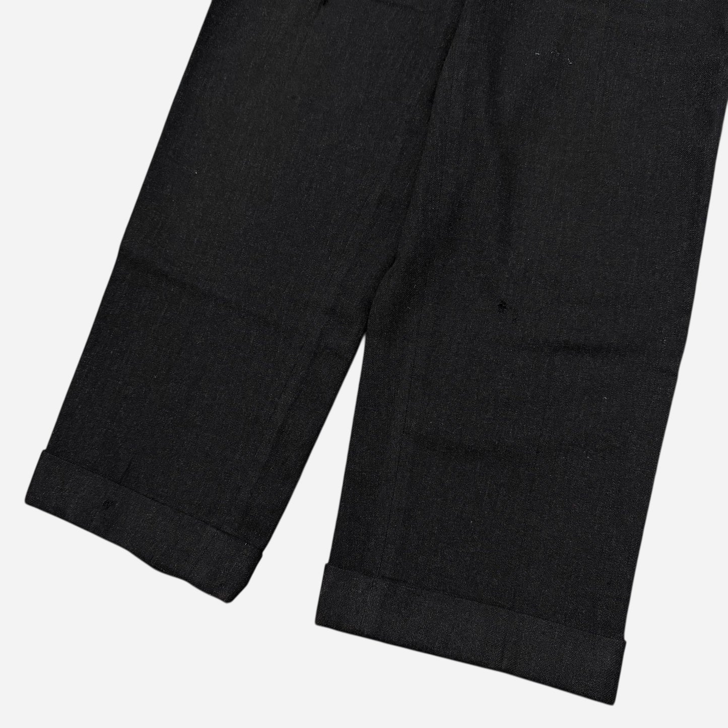 1950s Black wool/cotton blend buckle back drop loop trousers (29w)