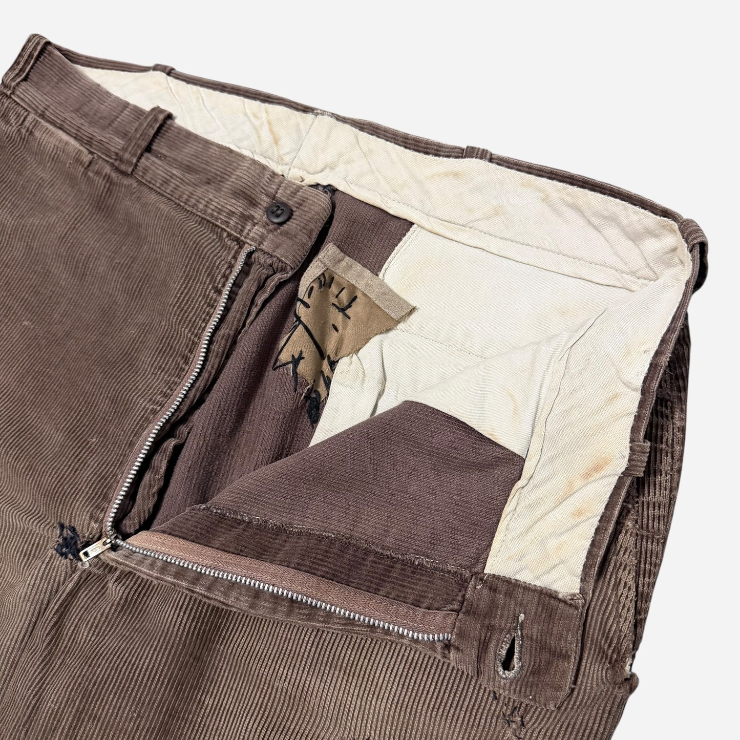 1950s Brown repaired corduroy pants (34w)