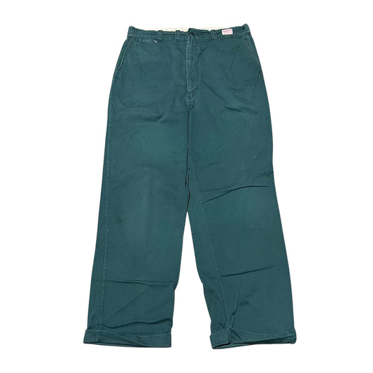 1950s Hercules green chino sail cloth work pants (34w)