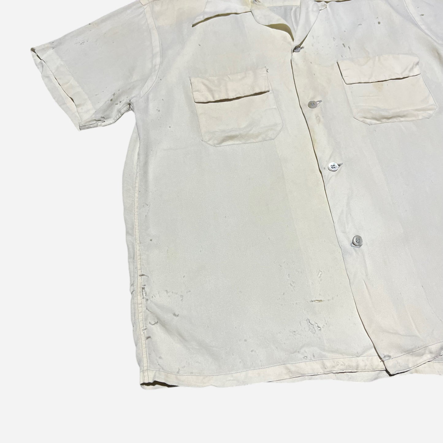 1950s Pilgrim white nylon loop collar shirt (M)