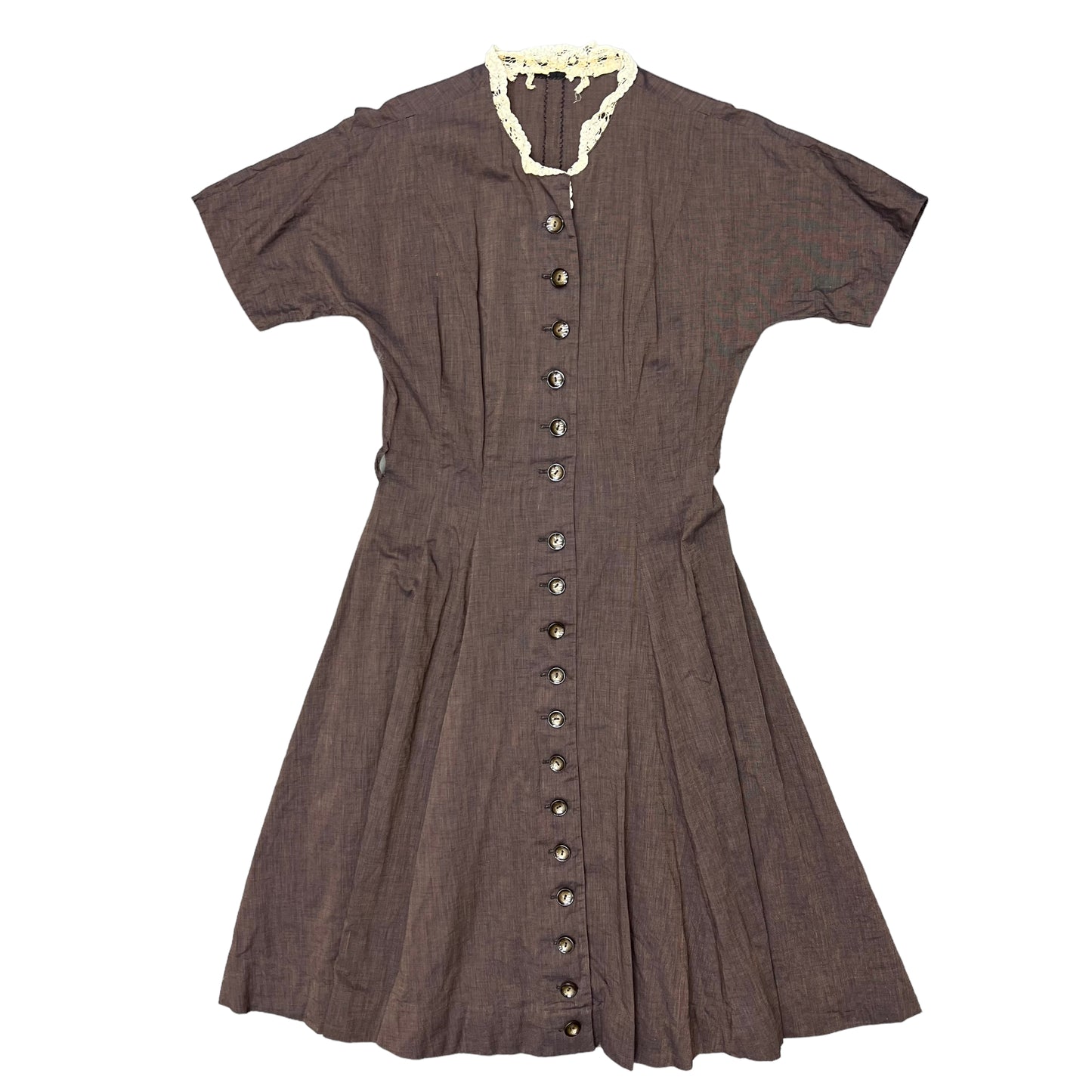 1950s Brown cotton dress (28w)