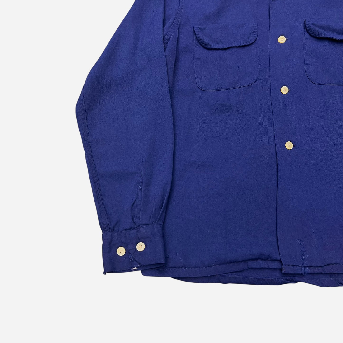 1950s Blue rayon loop collar shirt (M)