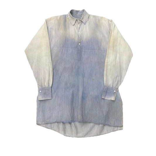 1900s 1910s Indigo striped cotton work shirt (M)