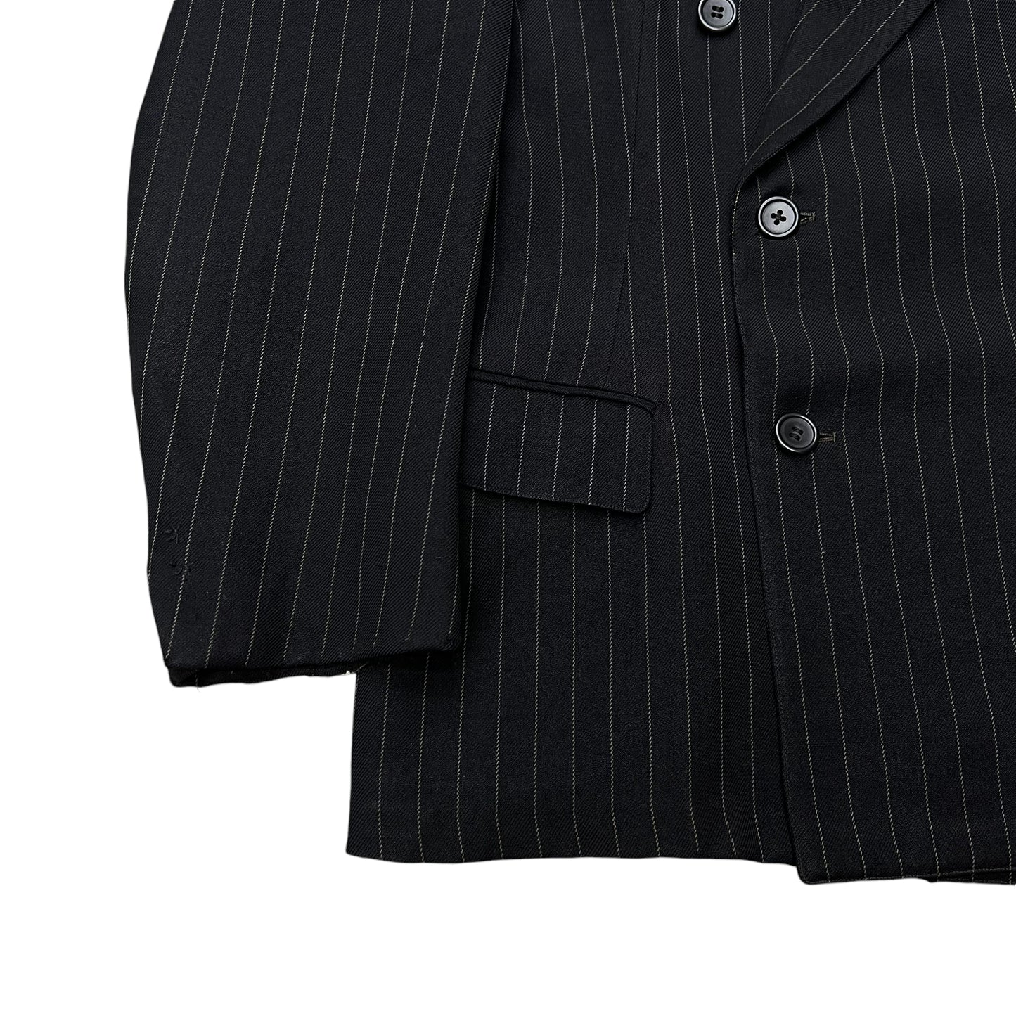 1930s Black double breasted pinstripe suit jacket (L)