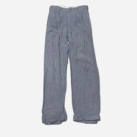 1950s Gray rayon pink/black fleck pleated pants (28w)