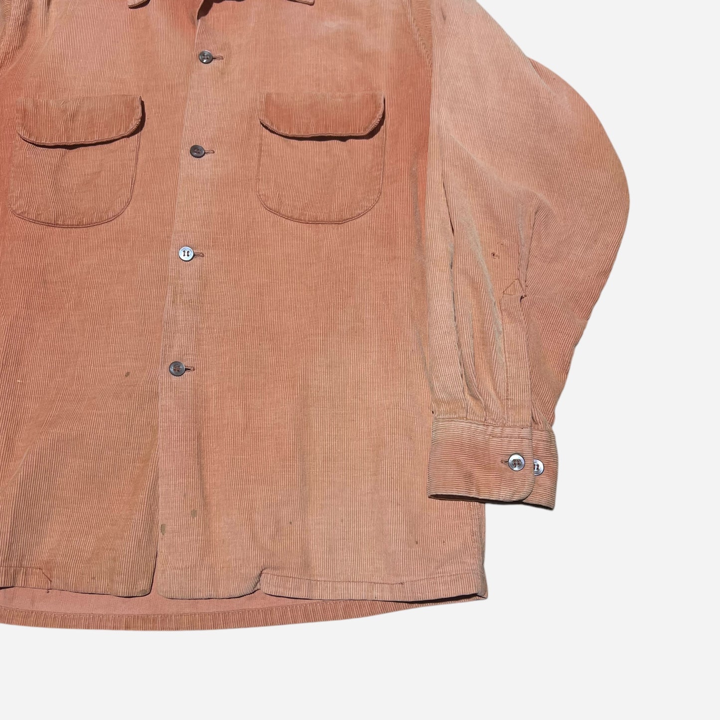 1950s Towncraft orange corduroy loop collar shirt (L)