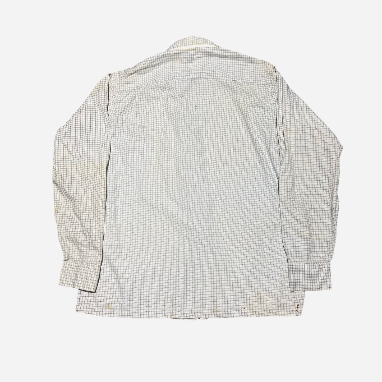 1950s National white plaid cotton loop collar shirt (M)