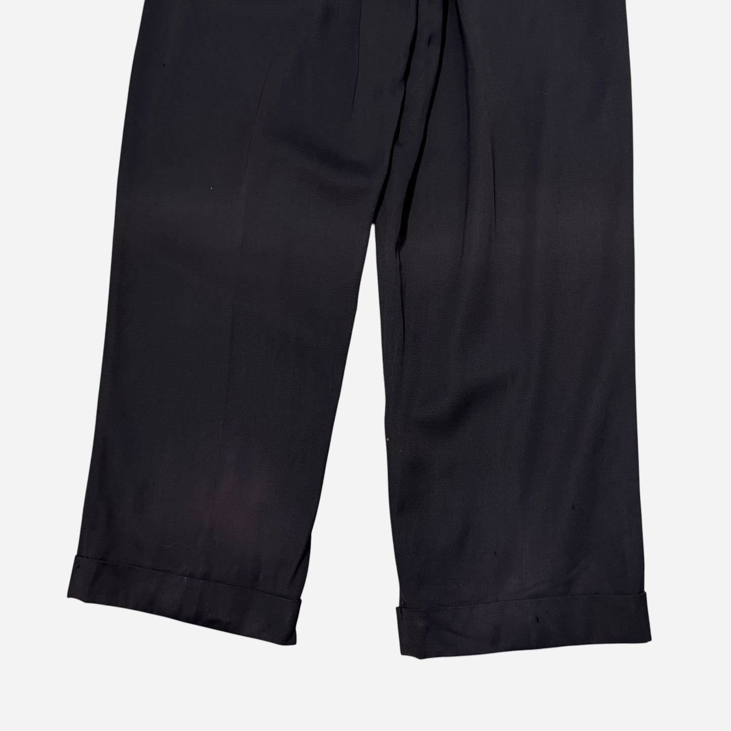 1950s Black sun faded rayon pleated pants (28w)