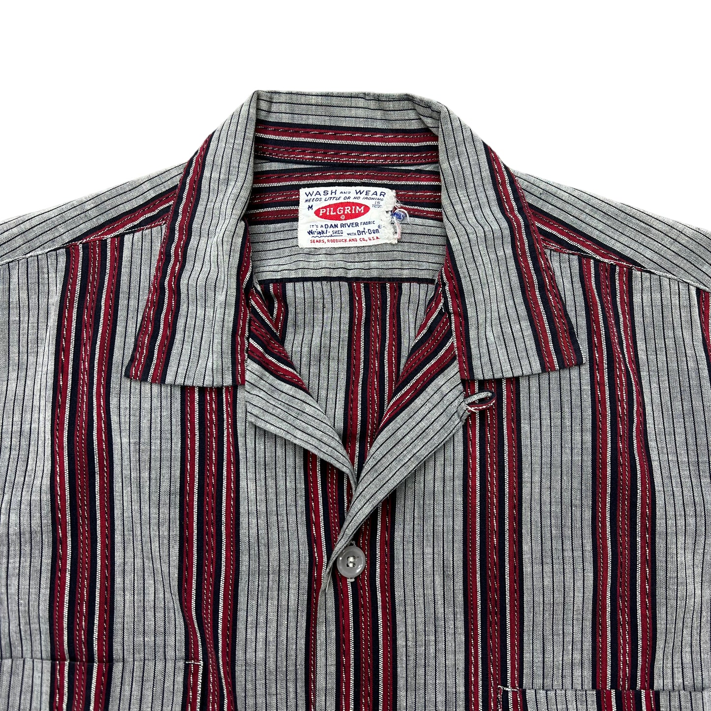 1950s Pilgrim striped cotton loop collar shirt (M)