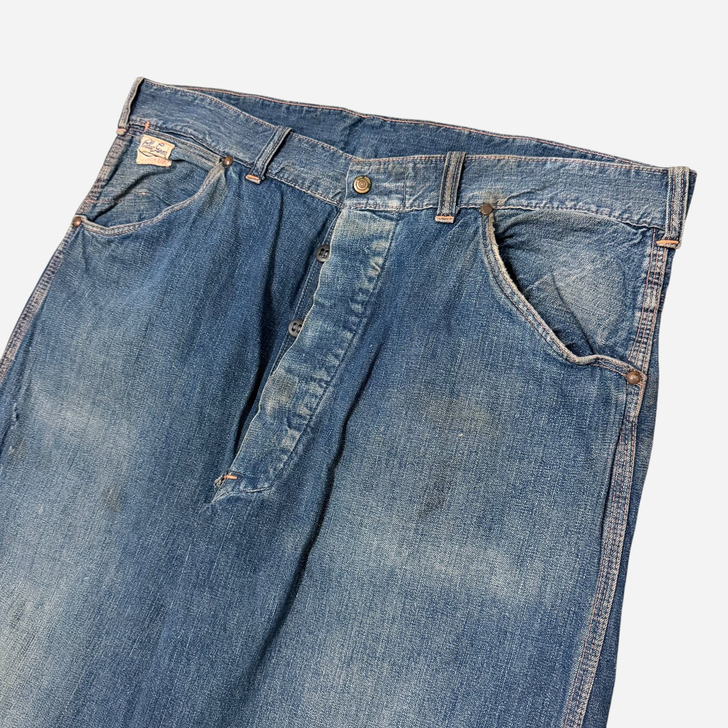 1950s Blue Gem button fly jeans (35w)