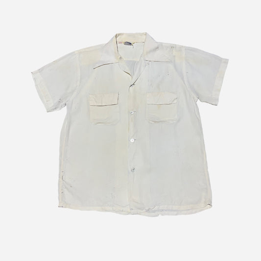 1950s Pilgrim white nylon loop collar shirt (M)