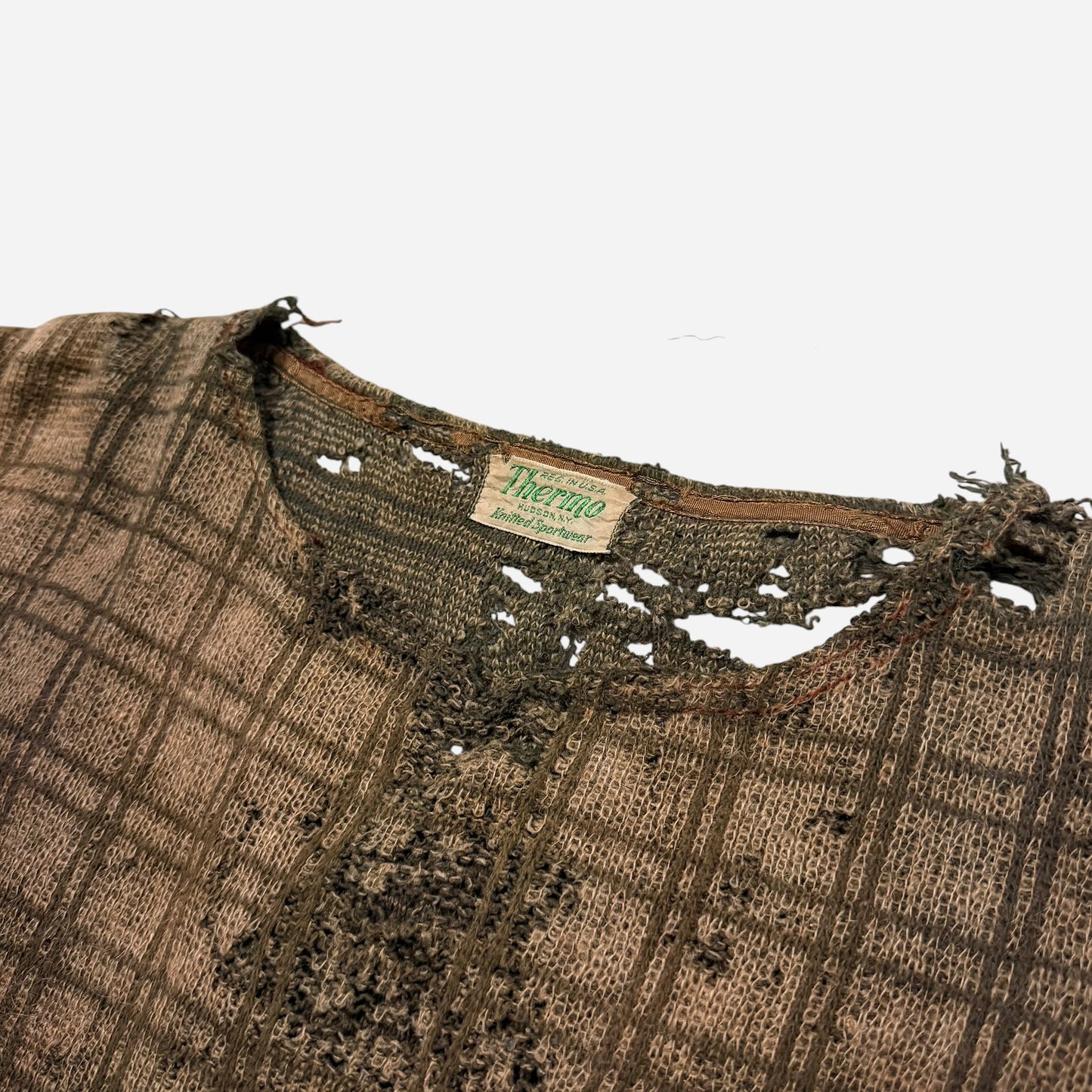1940s Mohair pattern belt back knit sweater (M/L)