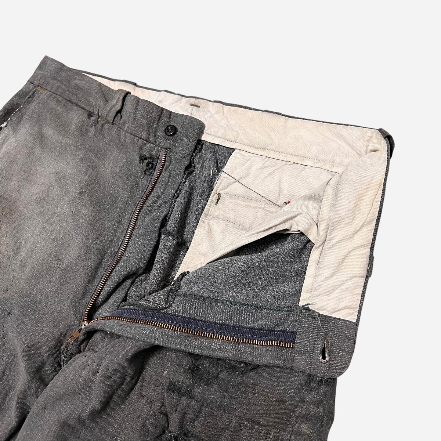 1950s Big Mac heavily repaired salt & pepper work pants (34w)