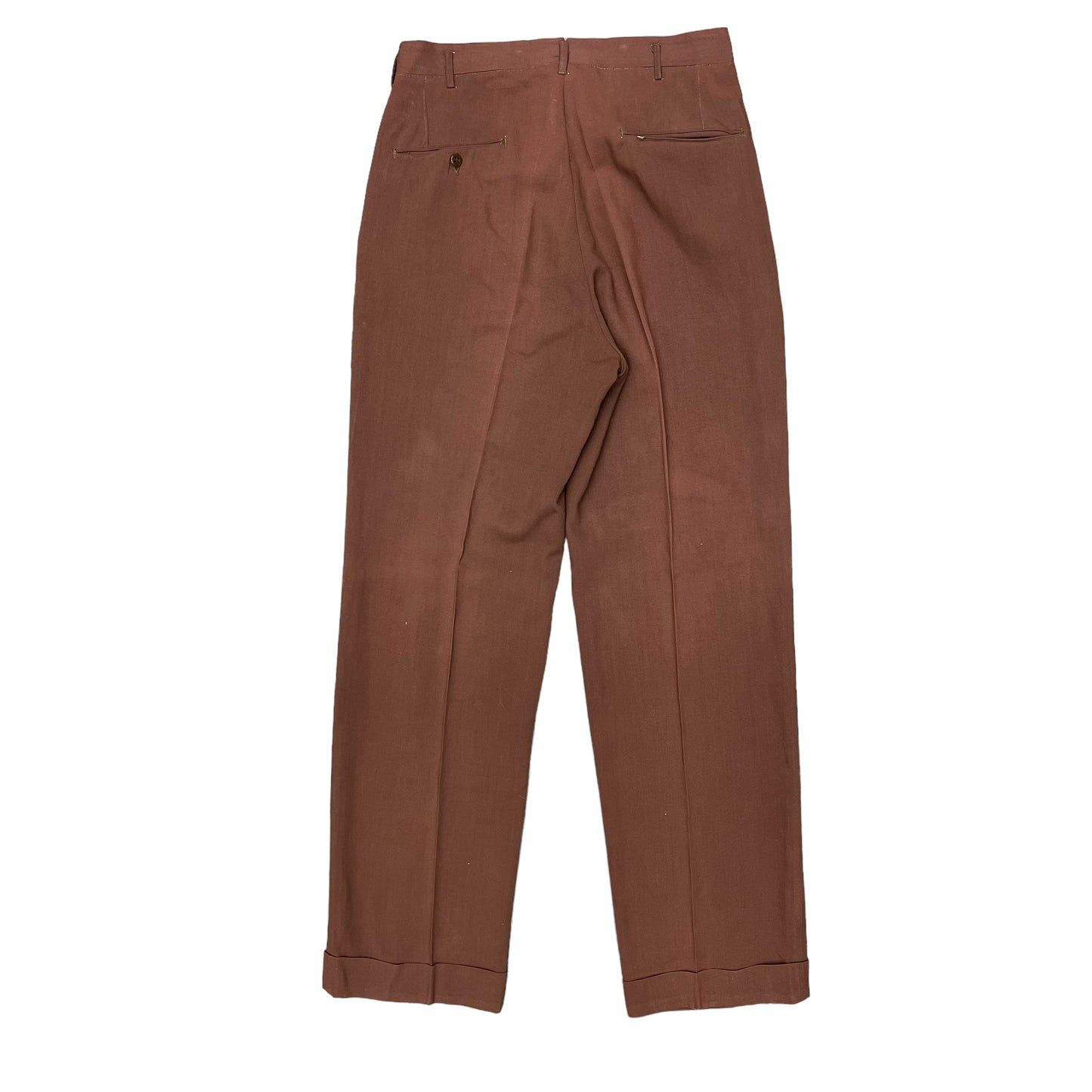 1940s Brown gabardine drop loop pants (30w)