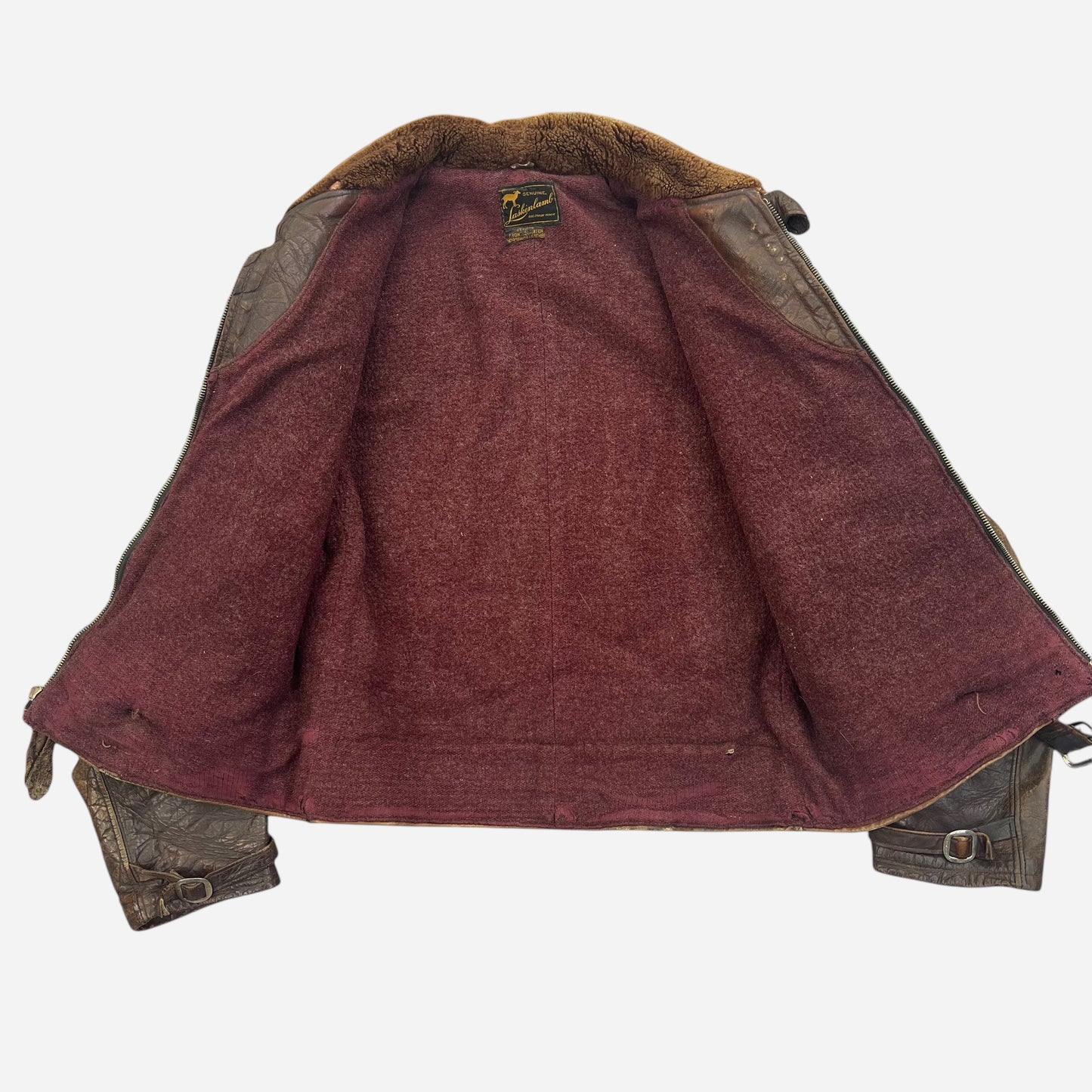 1930s Brown grizzly leather jacket (M)