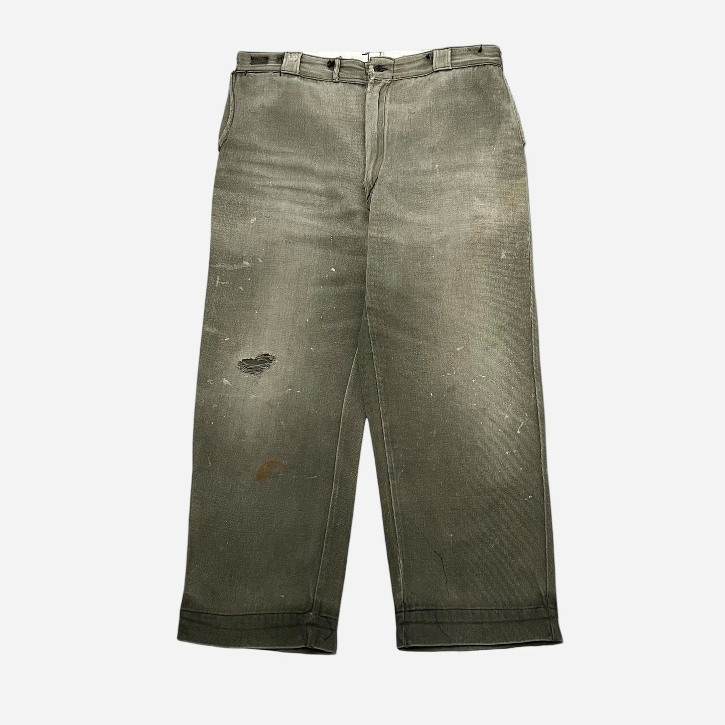 1950s Green cotton whipcord work pants (38w)