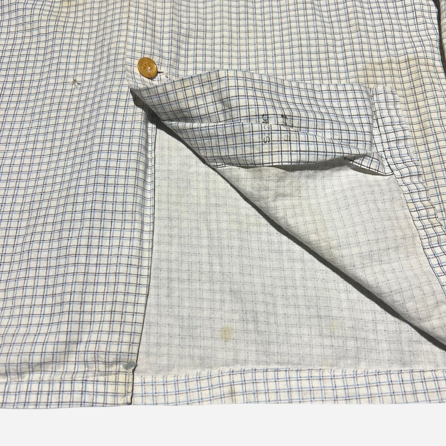 1950s National white plaid cotton loop collar shirt (M)