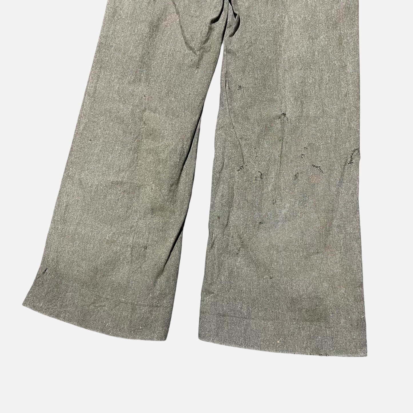1930s 1940s Green salt and pepper light cotton work pants (32w)