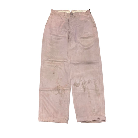 1940s Pink pleated button fly rayon pants (32w)