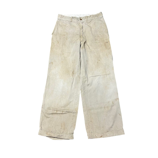 1950s Khaki sail cloth chino work pants (32w)