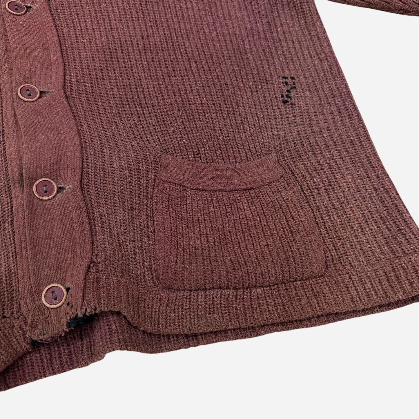 1930s Sun faded red cotton cardigan (XL)