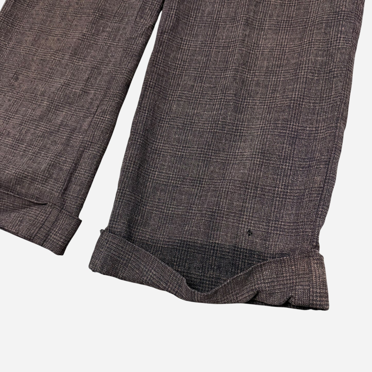 1930s Panama cotton plaid pattern button fly pants (27w)