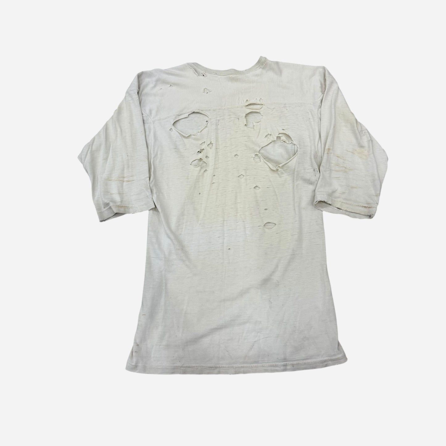 1950s Thrashed white cotton athletic jersey shirt (M)