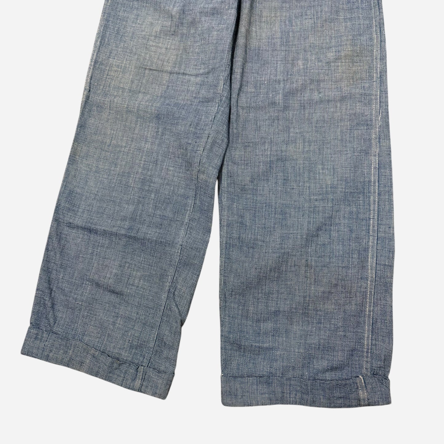 1940s Pincheck button fly cotton work pants (29w)