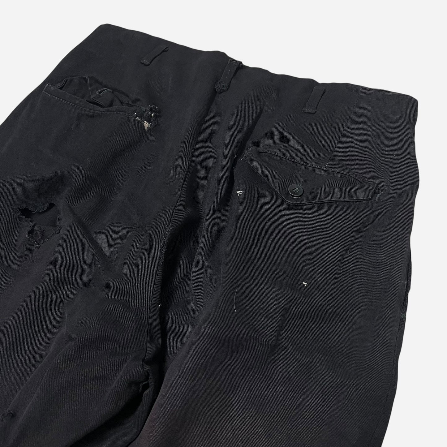 1940s 1950s Black rayon pleated drop loop pants (30w)