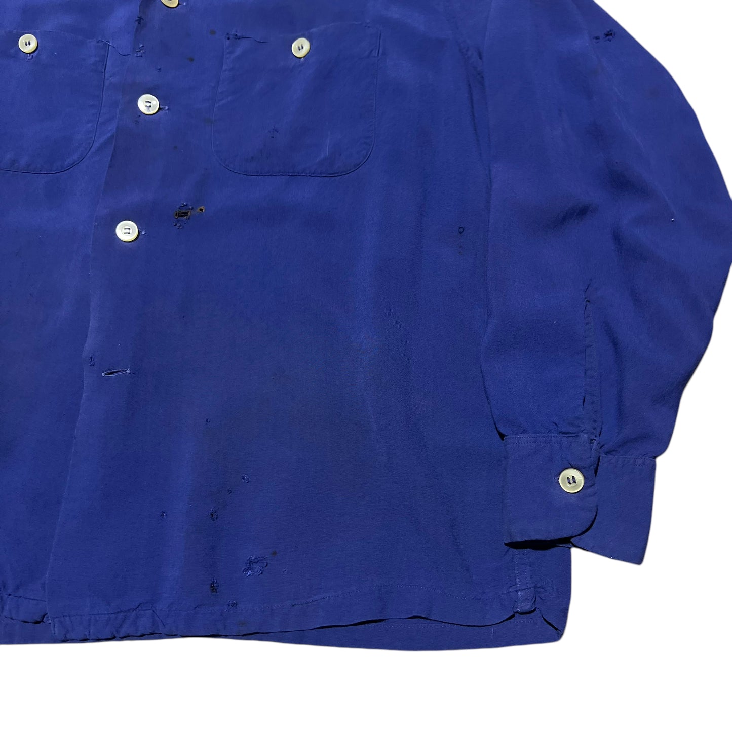 1950s Blue rayon loop collar shirt (L)