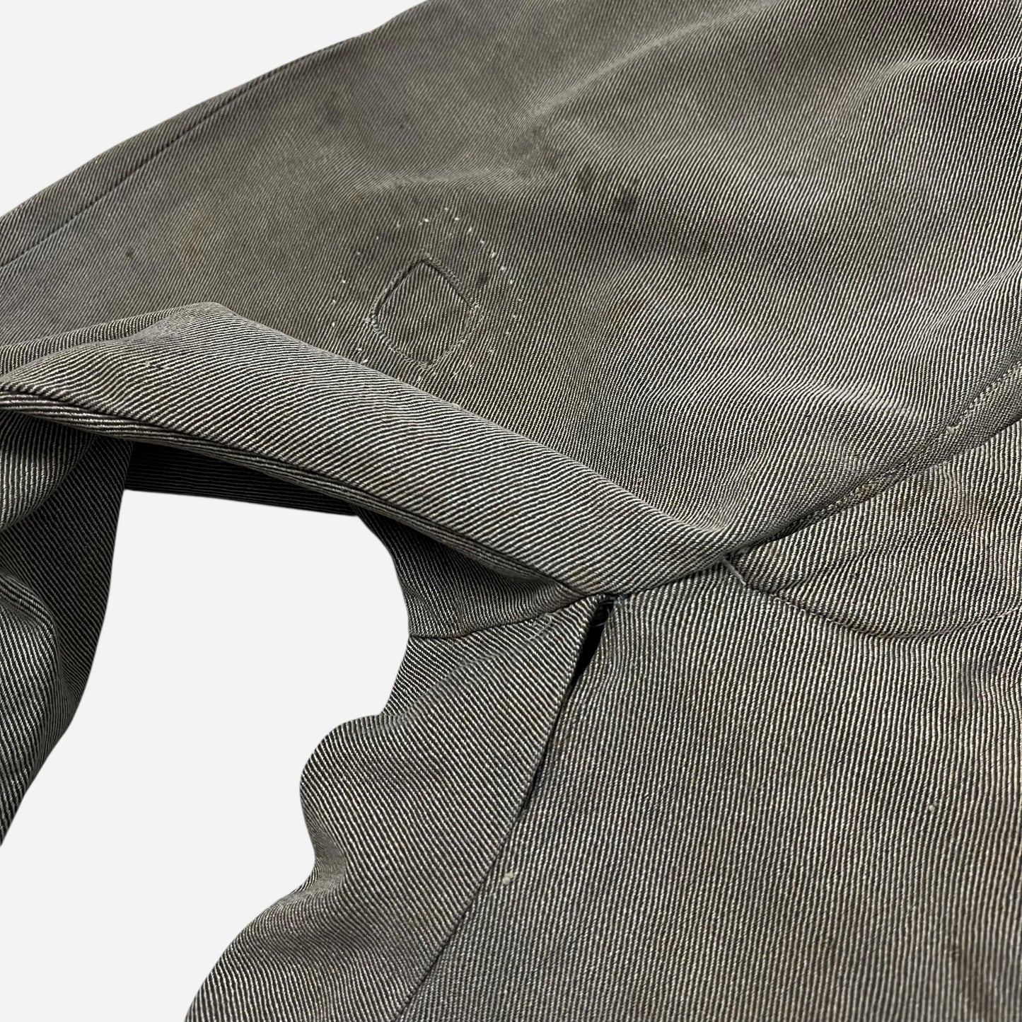 1940s Brown whipcord salt & pepper cotton button fly repaired work pants (36w)