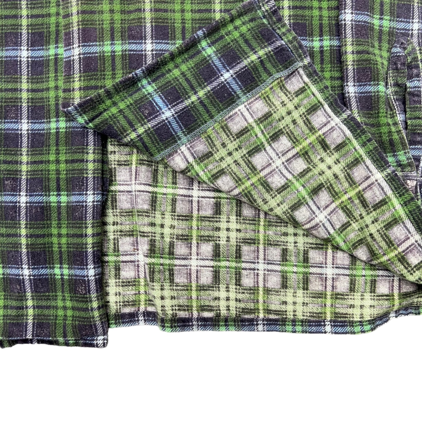 1960s Green cotton printed plaid shirt flannel (L)