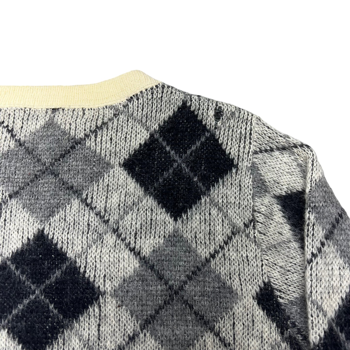 1970s Jantzen black & grey plaid mohair sweater (XL)