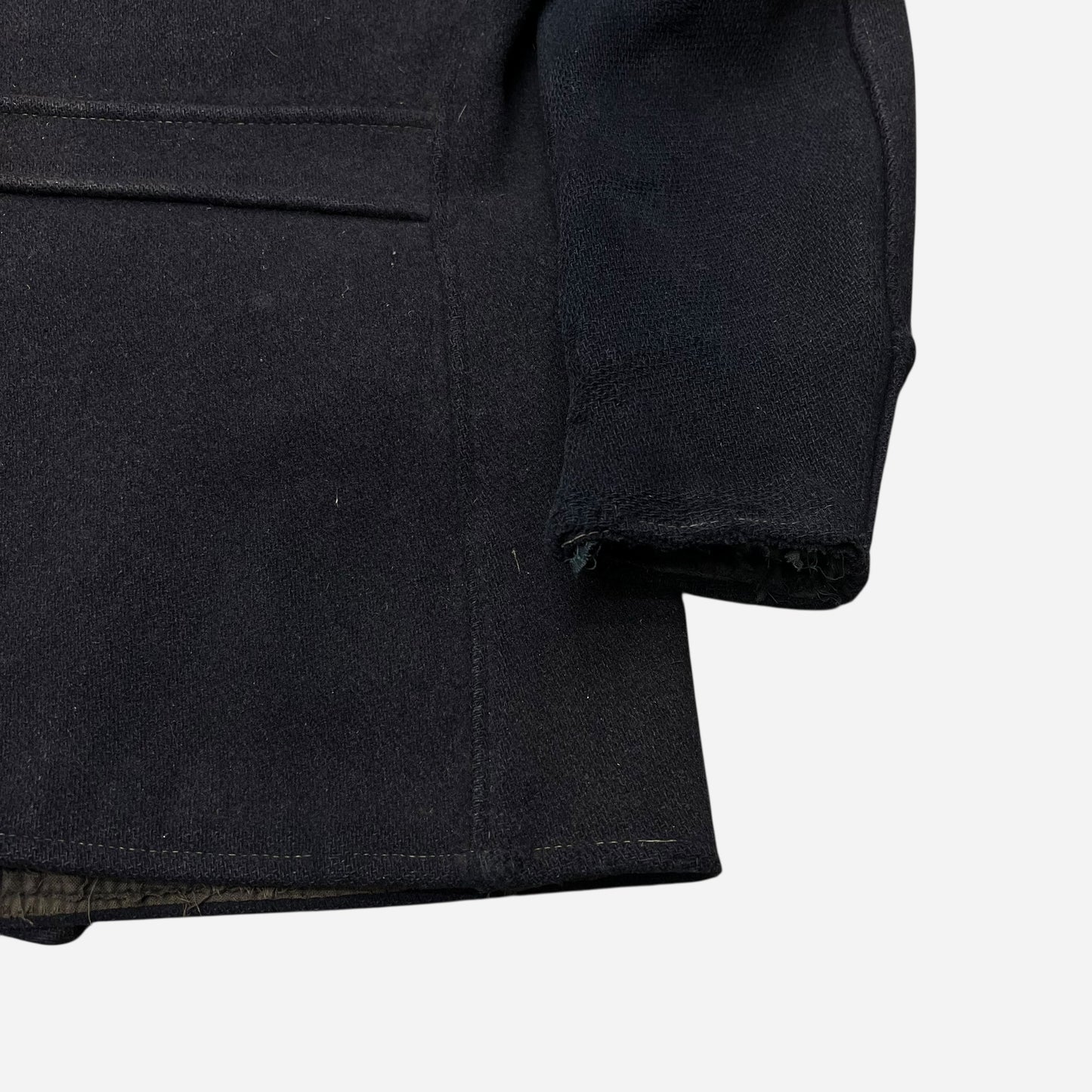 1930s Sun faded navy/black double breasted wool peacoat (M)