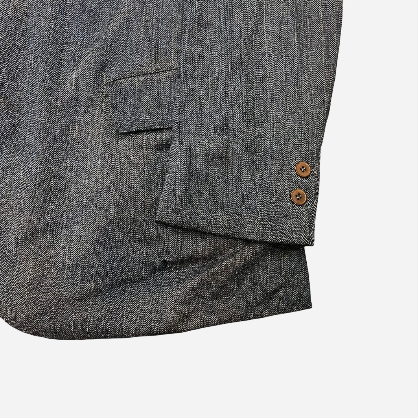 1920s Faded distressed gray herringbone suit jacket (M/L)