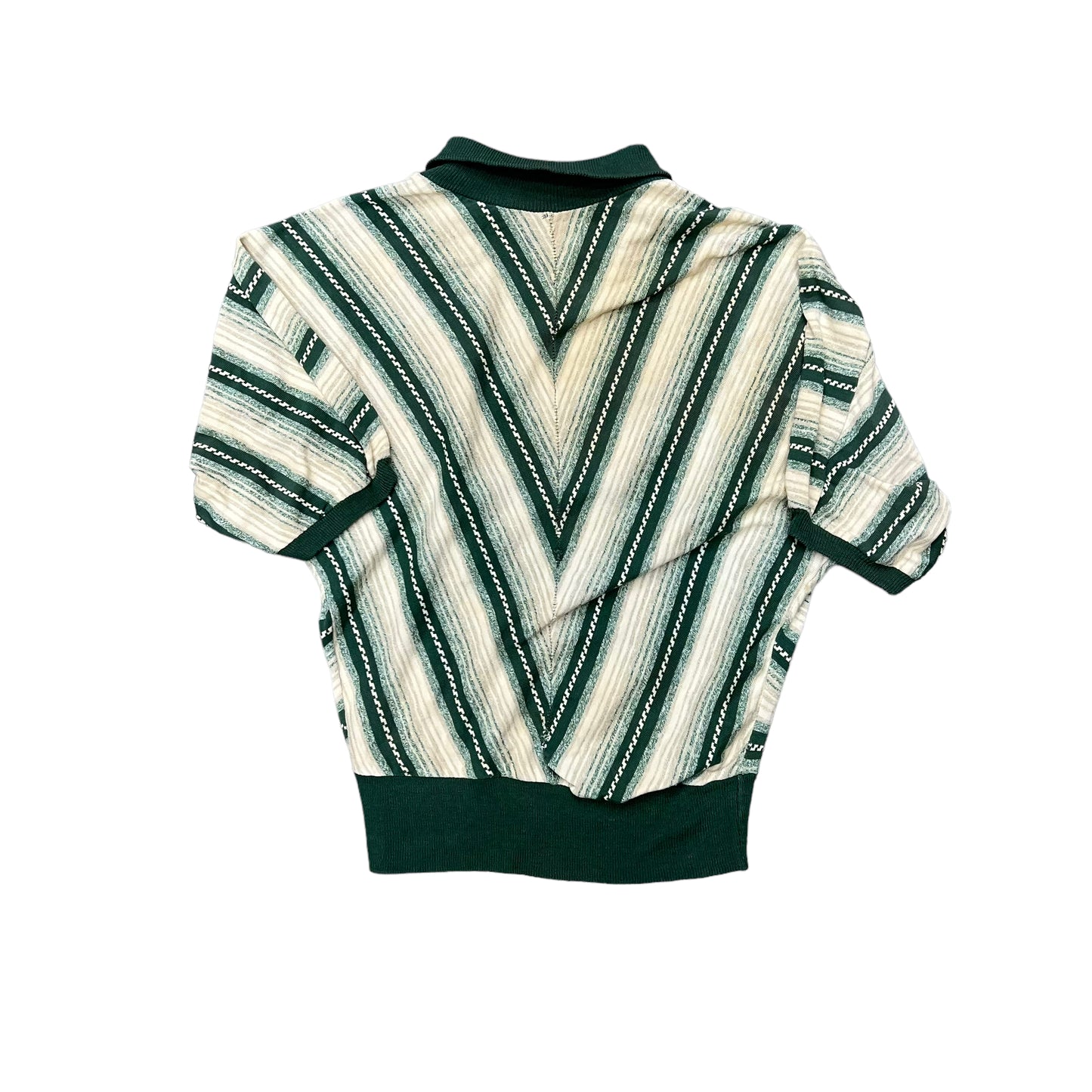 1940s Women’s green striped mock neck sweatshirt (XS/S)