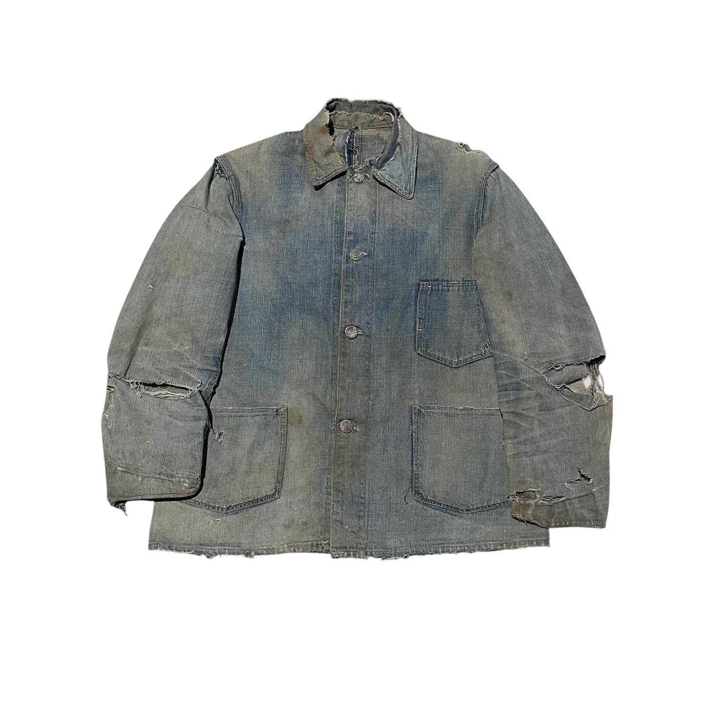 1930s Distressed Indian button denim chore jacket (S/M)